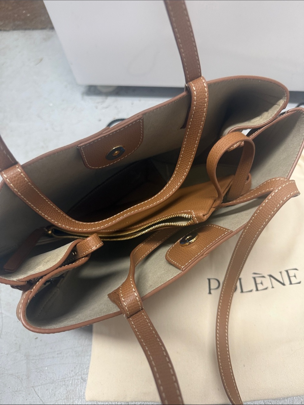 POLENE BRAND NEW - Authentic - Brown Leather Tote Bag - Everyday Carry MINI - Picture 3 of 5